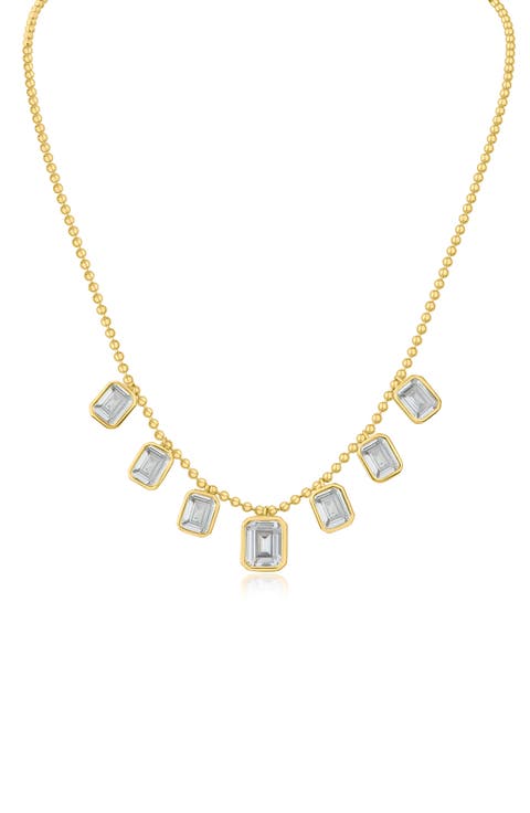 Emerald Cut Cubic Zirconia Charm Necklace
