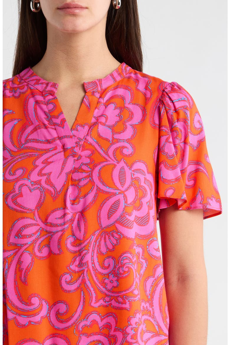 Marinda Floral Mivie Top, Alternate, color, ORANGE-FUCHSIA