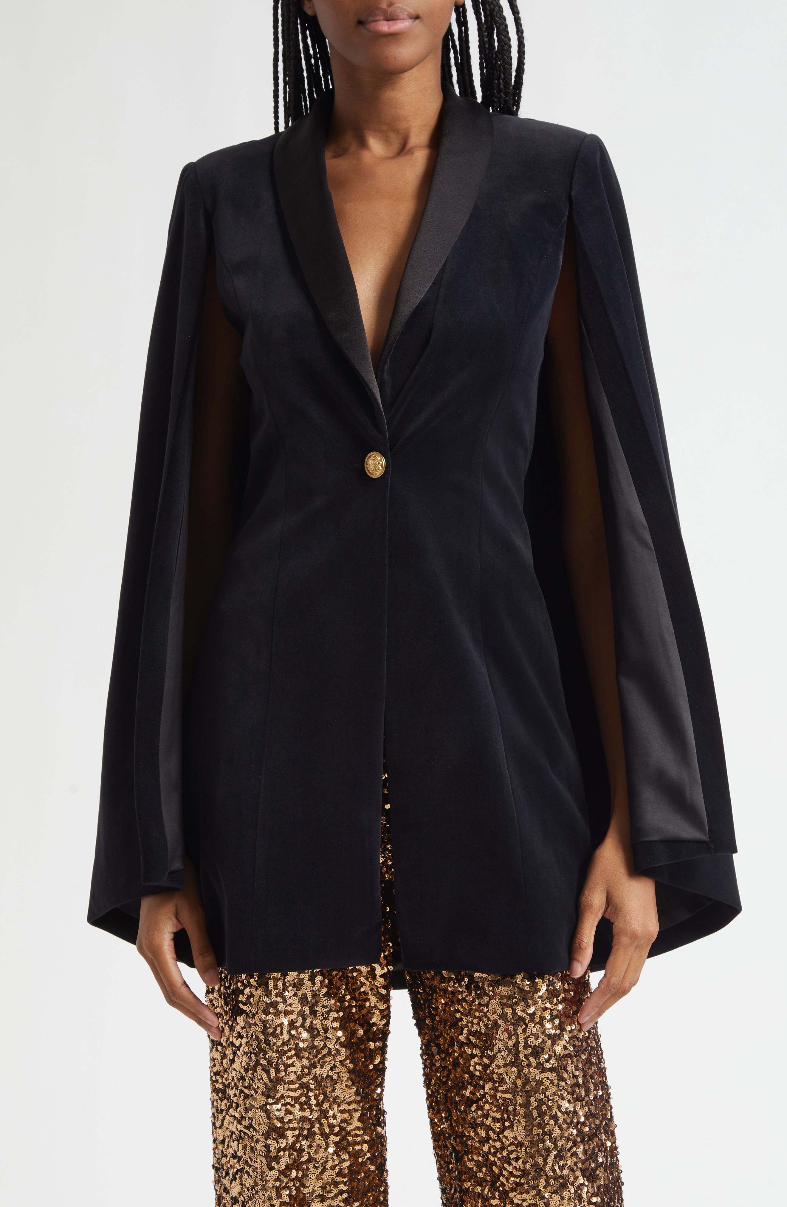 Alice + Olivia Esther Shawl Collar Velvet Jacket