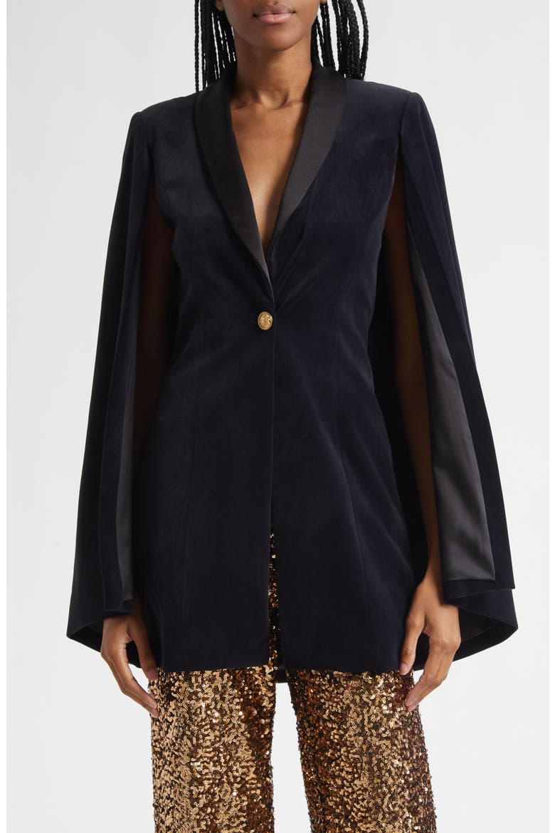Esther Shawl Collar Velvet Jacket, Main, color, BLACK