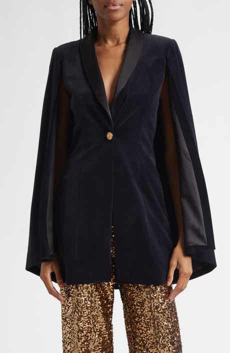 Alice + Olivia Esther Shawl Collar Velvet Jacket