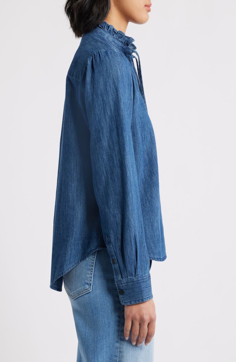 Caslon<sup>®</sup> Ruffle Chambray Top, Alternate, color, Dark Wash