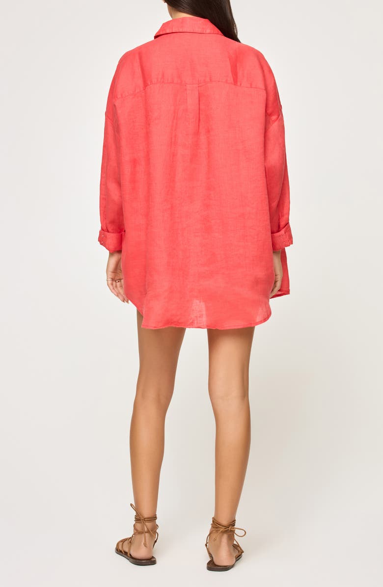LSPACE Rio Linen Cover-Up Tunic, Alternate, color, Grapefruit