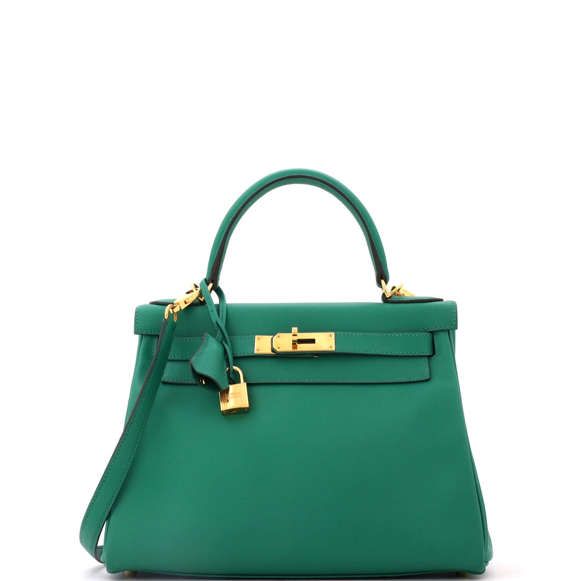 Pre-Owned Hermes Kelly Handbag Green Evercolor with Gold Hardware 28, Main, color, Vert Vertigo