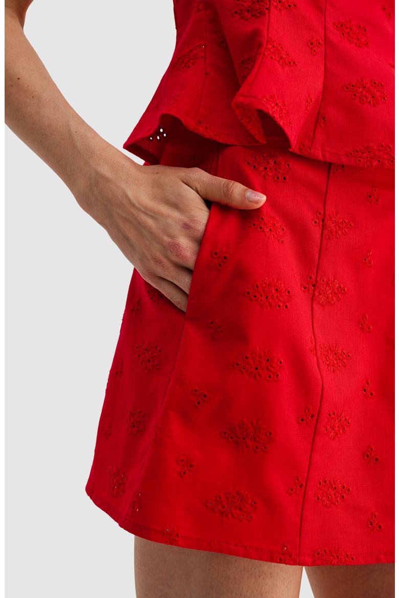 Embroidered Side Slit Miniskort, Alternate, color, RED