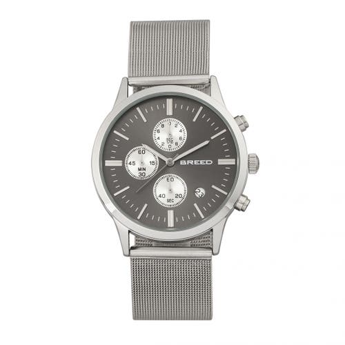 BREED Espinosa Chronograph Mesh-Bracelet Watch w/ Date in Silver/gunmetal at Nordstrom