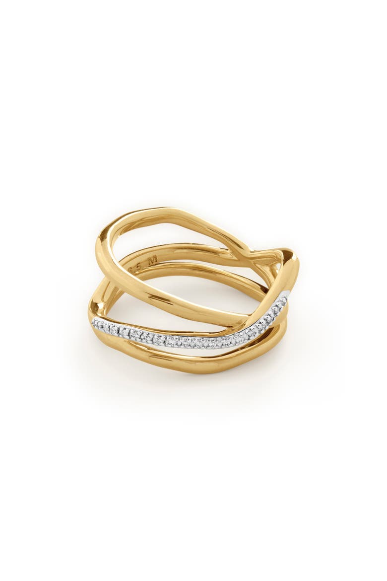 Riva Pavé Diamond Prestacked Ring, Main, color, YELLOW GOLD