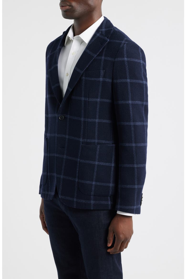 Hanry Slim Fit Navy Windowpane Check Wool Blend Twill Sport Coat, Alternate, color, DARK BLUE