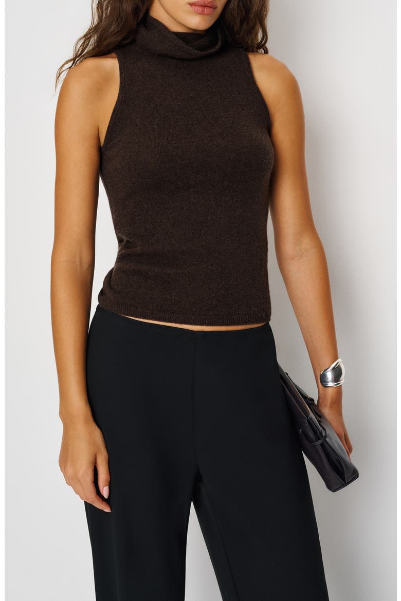 Marcy Sleeveless Cashmere Turtleneck Sweater, Main, color, COMPOST