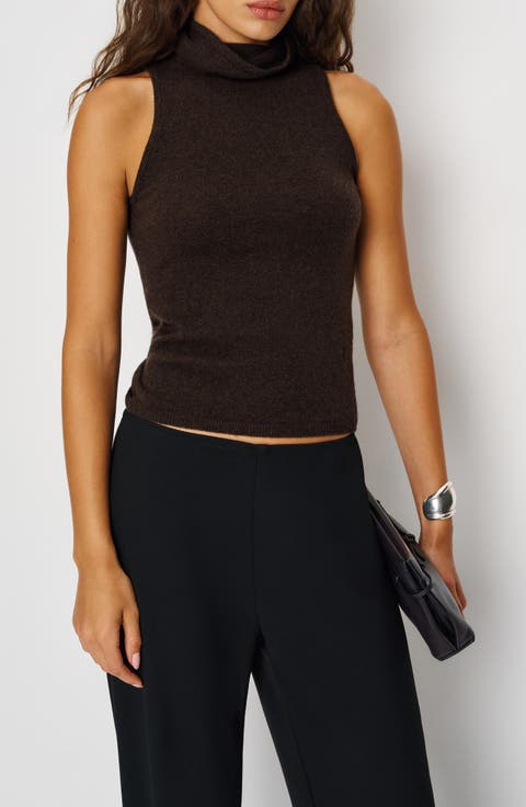 Marcy Sleeveless Cashmere Turtleneck Sweater