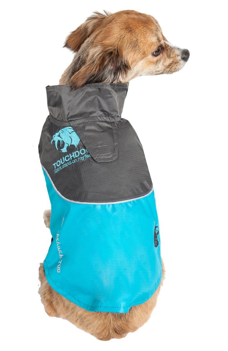 PET LIFE Touchdog Subzero-Storm Waterproof 3M Reflective Dog Coat, Alternate, color, Sky Blue And Black
