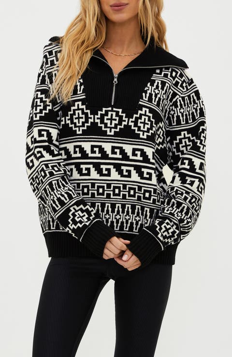 Monterey Jacquard Quarter Zip Sweater