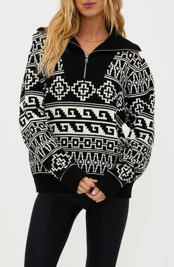 Beach Riot Monterey Jacquard Quarter Zip Sweater