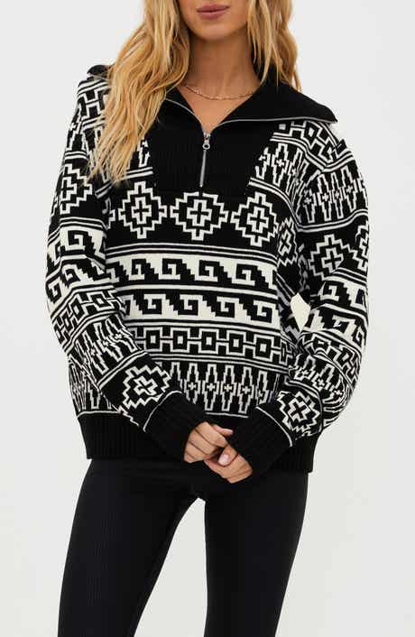 Beach Riot Monterey Jacquard Quarter Zip Sweater