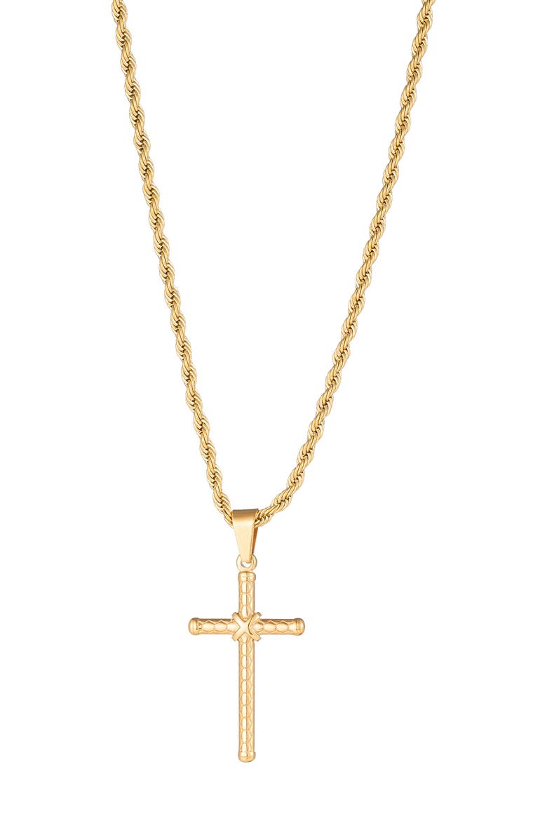 Cross 18K Gold Plated Pendant Necklace, Main, color, GOLD