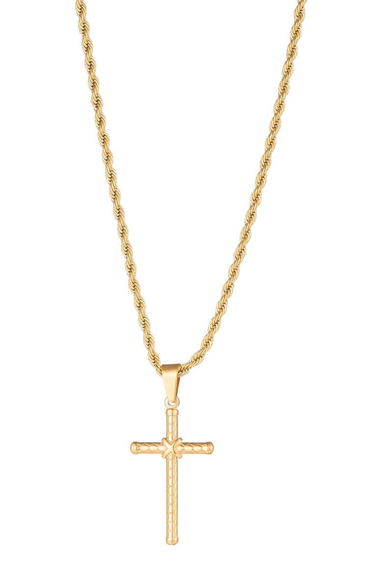 EYE CANDY LOS ANGELES Cross 18K Gold Plated Pendant Necklace, Main, color, Gold