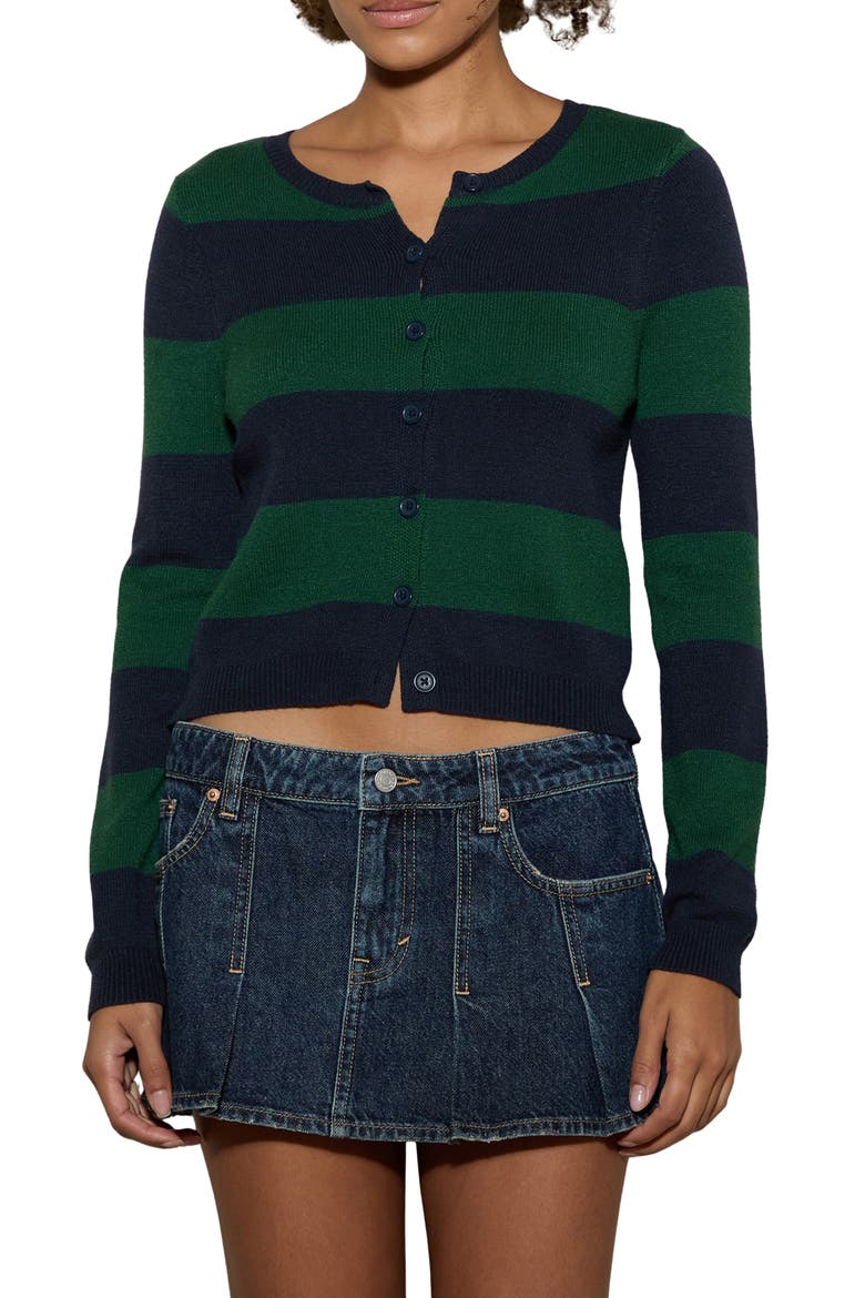 Marley Cardigan, Main, color, GREEN/ NAVY STRIPE