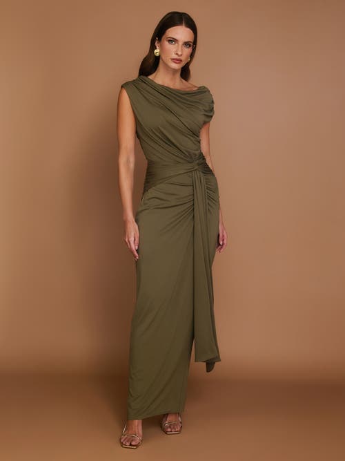 Six Stories Knot Detail Maxi Dress In Gray