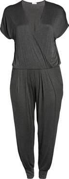Loveappella Short Sleeve Wrap Top Jumpsuit