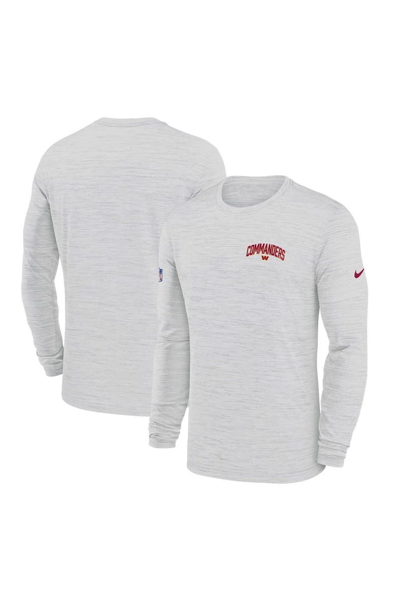 Men's Nike White Washington Commanders Sideline Velocity Athletic Stack Performance Long Sleeve T-Shirt, Main, color, White
