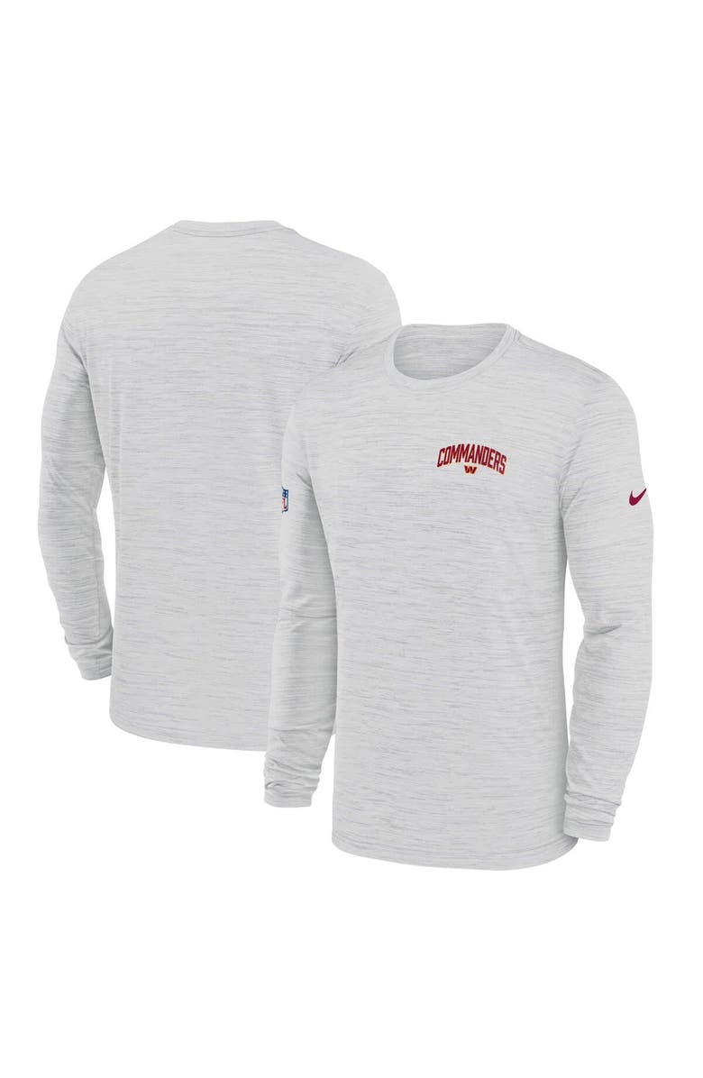 Nike Men's Nike White Washington Commanders Sideline Velocity Athletic Stack Performance Long Sleeve T-Shirt, Main, color,