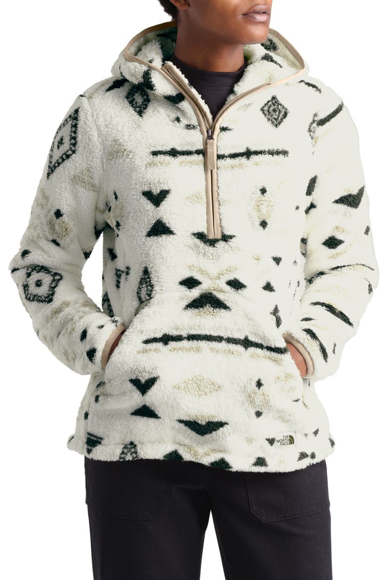 Campshire High Pile Fleece Pullover Hoodie, Main, color, VINTAGE WHITE CALI GEO PRINT