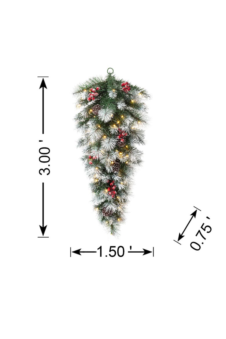3ft Artificial Christmas Teardrop Swag With Lights and Timer, Alternate, color, Green