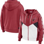 WEAR by Erin Andrews Women's WEAR by Erin Andrews Cardinal/White Arizona Cardinals Color Block Light Weight Modest Crop Full-Zip Hoodie