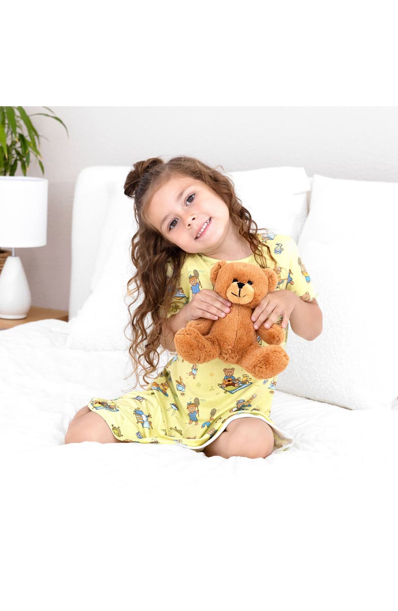 Bellabu Bear Kids' Teddy Bear Picnic Short Sleeve Dress, Alternate, color, Teddy Bear Picnic