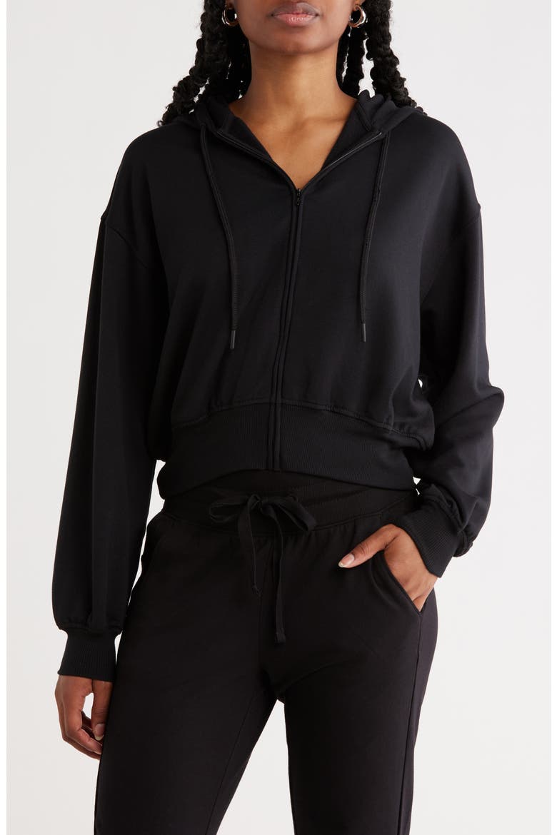 Loved Fleece Zip Hoodie, Main, color, BLACK