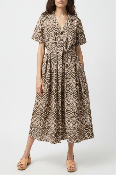 Sabine Button Front Collared Midi Dress