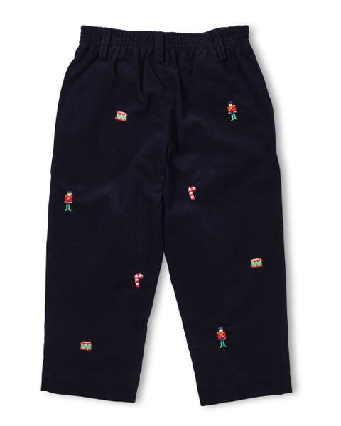 Corduroy Fake Fly Pants With Allover Embroidery (Toddler, Little Kid)