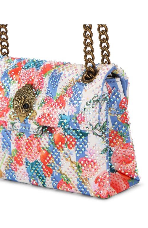 Shop Kurt Geiger London Mini Kensington Crystal Embellished Fabric Crossbody Bag In Open White