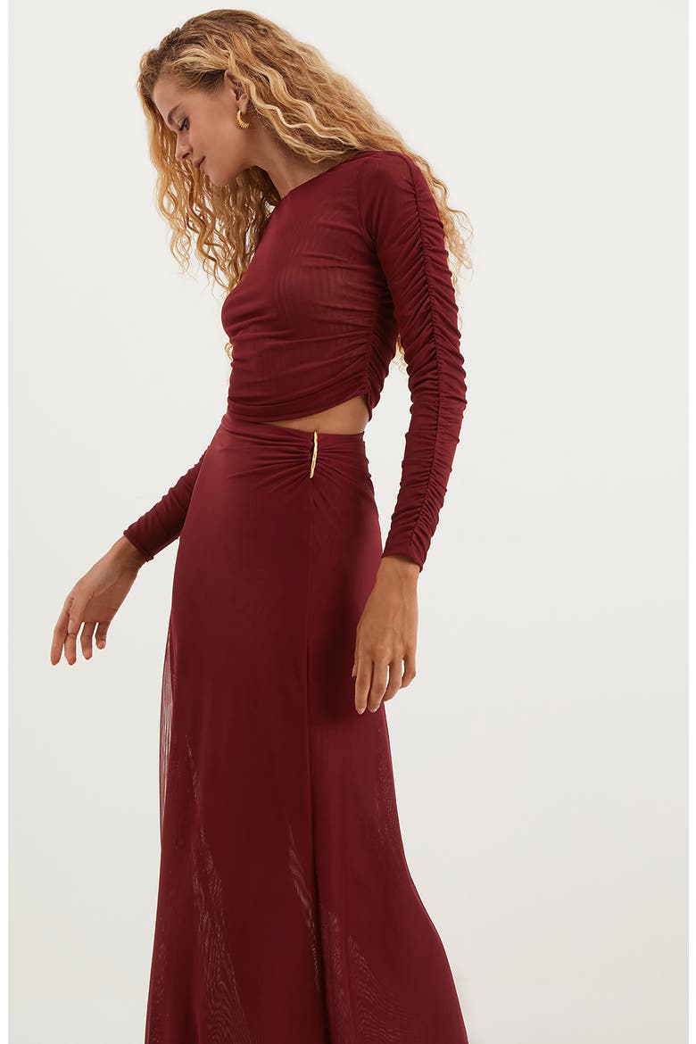 Amira Cover-Up Maxi Skirt, Alternate, color, RED