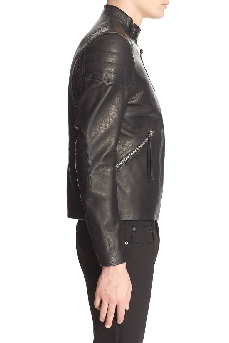 Oliver Leather Moto Jacket, Alternate, color, BLACK