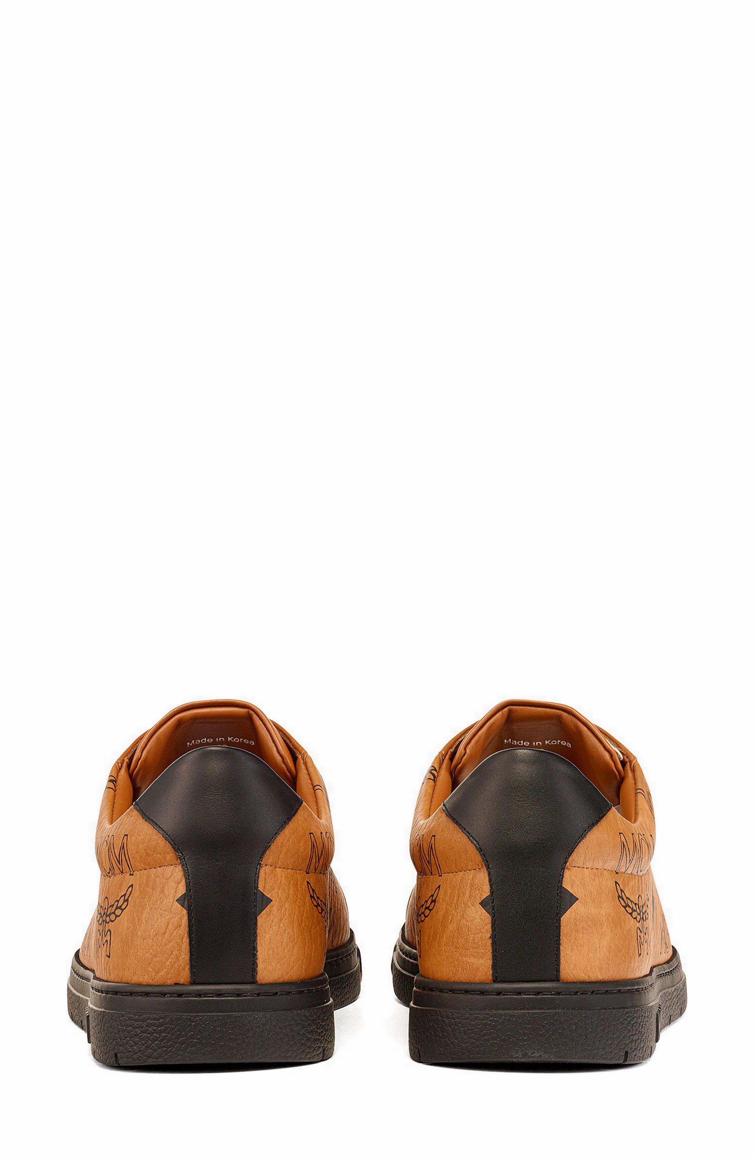 MCM Maxi Visetos & Leather Low Top Sneaker, Alternate, color, 