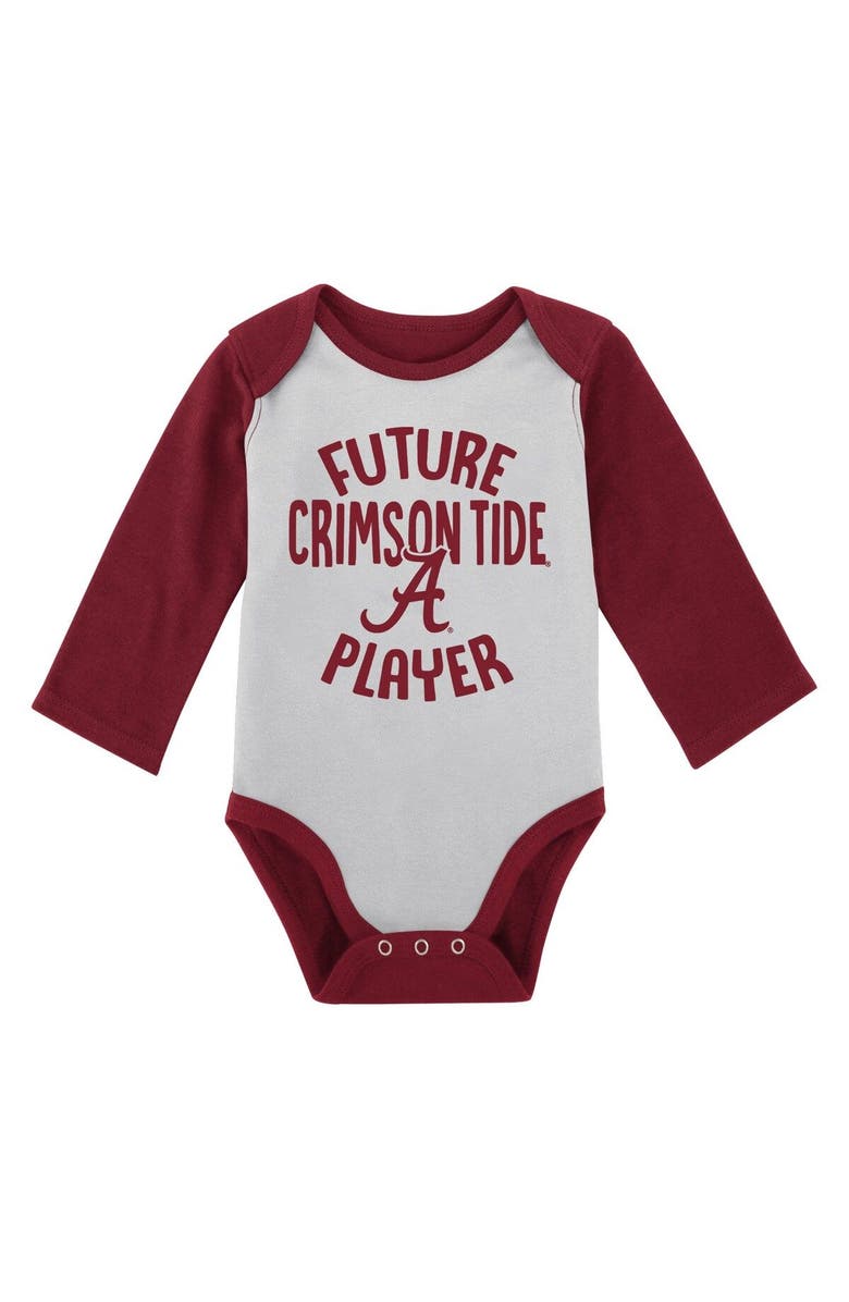 Outerstuff Newborn & Infant White/Gray Alabama Crimson Tide 2-Pack Play Time Long Sleeve Bodysuit Set, Alternate, color, 