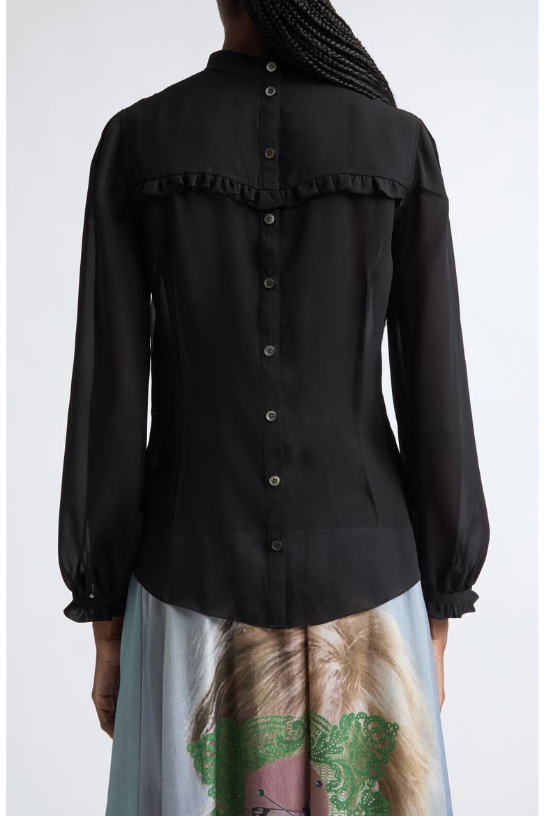 Ruffle Trim Top, Alternate, color, BLACK