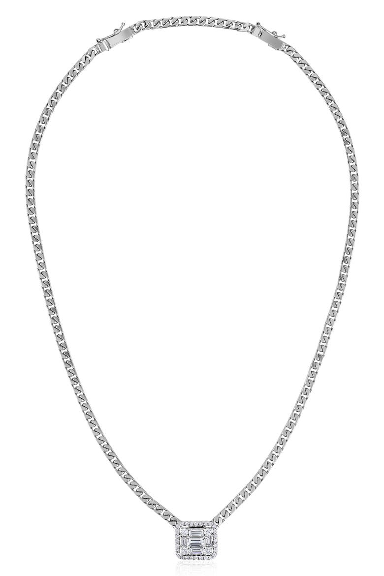 Halo Cube Diamond Curb Chain Necklace, Alternate, color, 18K WHITE GOLD