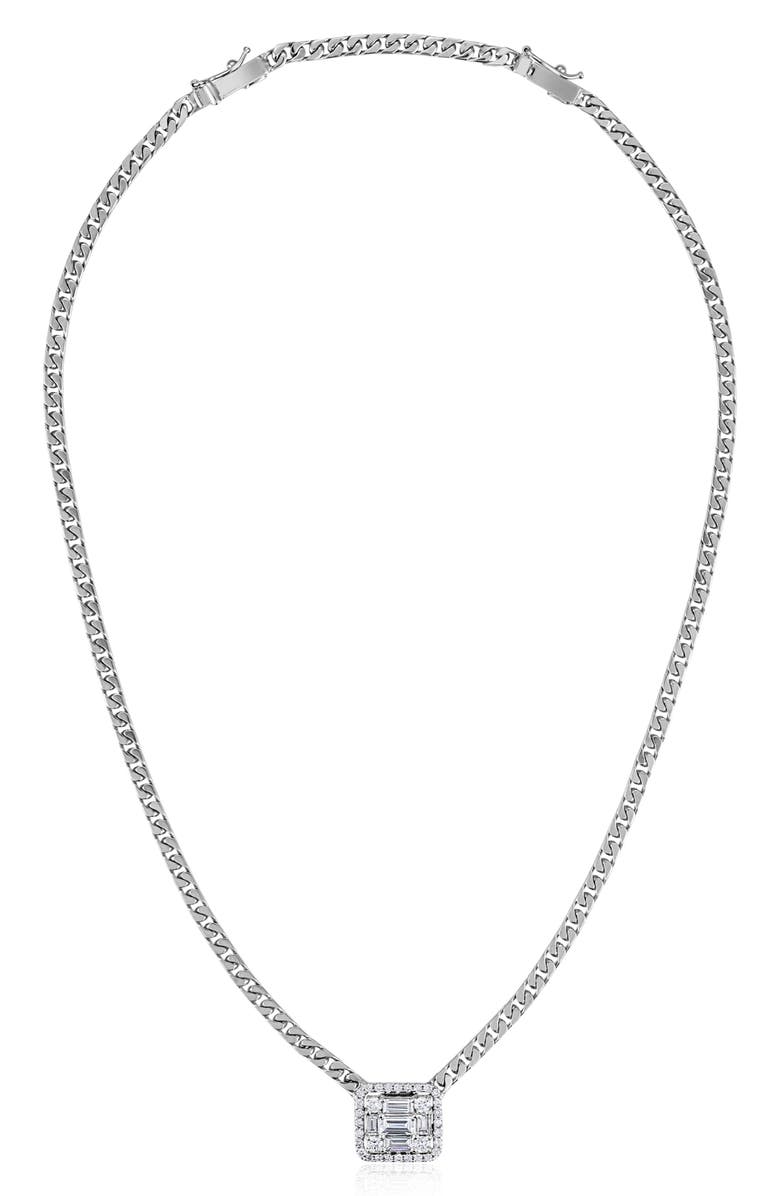 Mindi Mond Halo Cube Diamond Curb Chain Necklace, Alternate, color, 18K White Gold