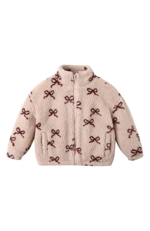 Coco Bow Print Faux Shearling Jacket (Baby)
