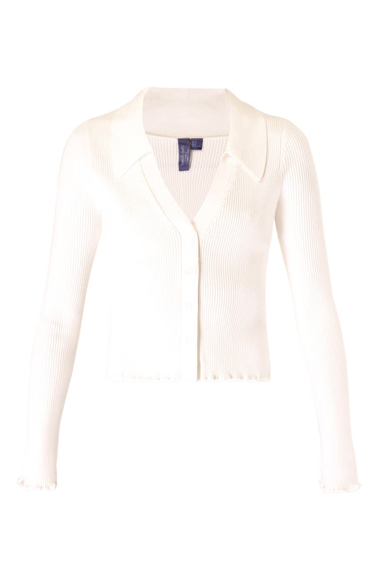 Sweaty Betty Rib Lettuce Edge Cardigan, Alternate, color, 