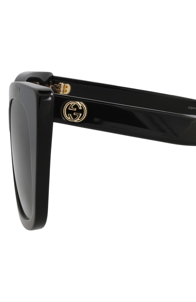 Gucci 51mm Cat Eye Sunglasses, Alternate, color, Black Black Grey