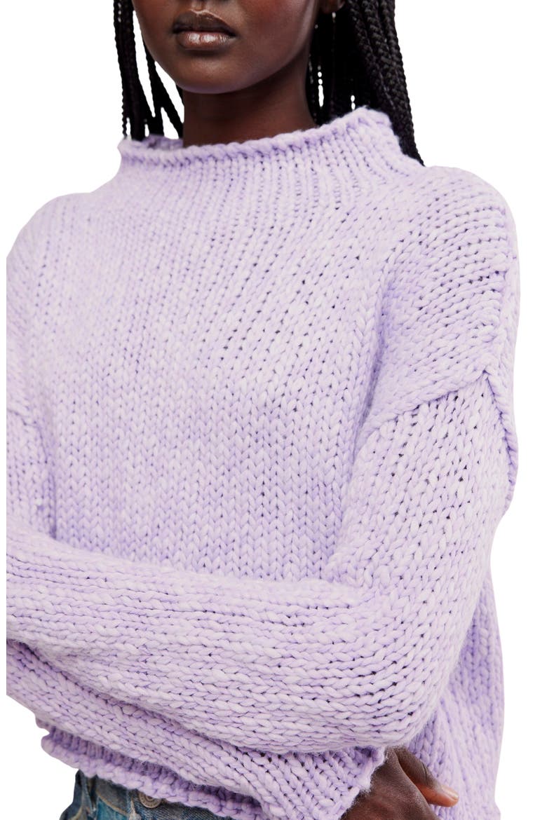 Opal Roll Neck Crop Sweater, Alternate, color, PURPLE SATIN