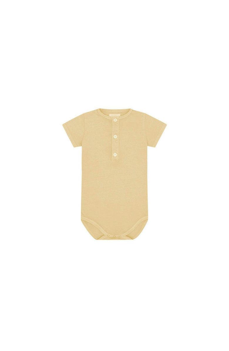 Vild House of Little SS Organic Cotton Henley Bodysuit, Main, color, Sandstone-Natural Mineral Dye