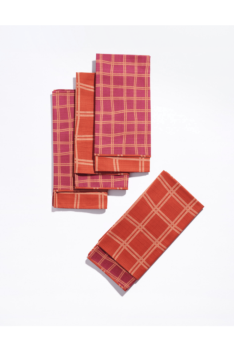 Grid Dinner Napkins - High Season Set of 4, Main, color, VINO