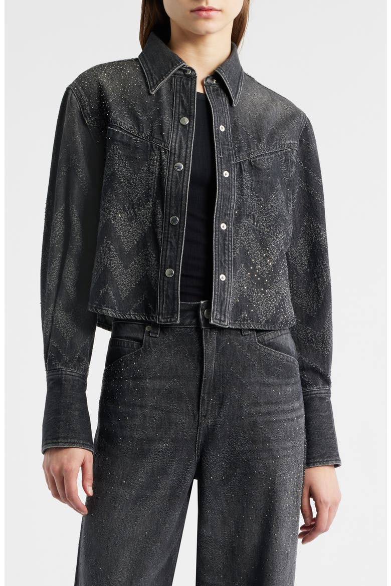 Crop Denim Jacket, Alternate, color, BLACK