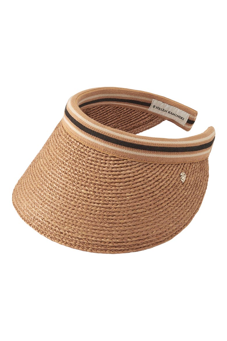 Bianca Raffia Visor, Alternate, color, NOUGAT/ BLACK STRIPE