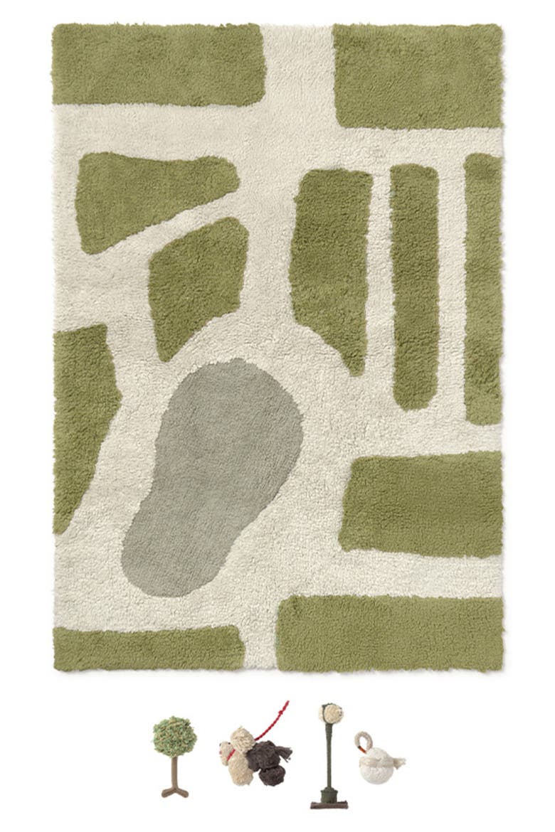 Hyde Park Washable Cotton Blend Play Rug, Main, color, GREEN