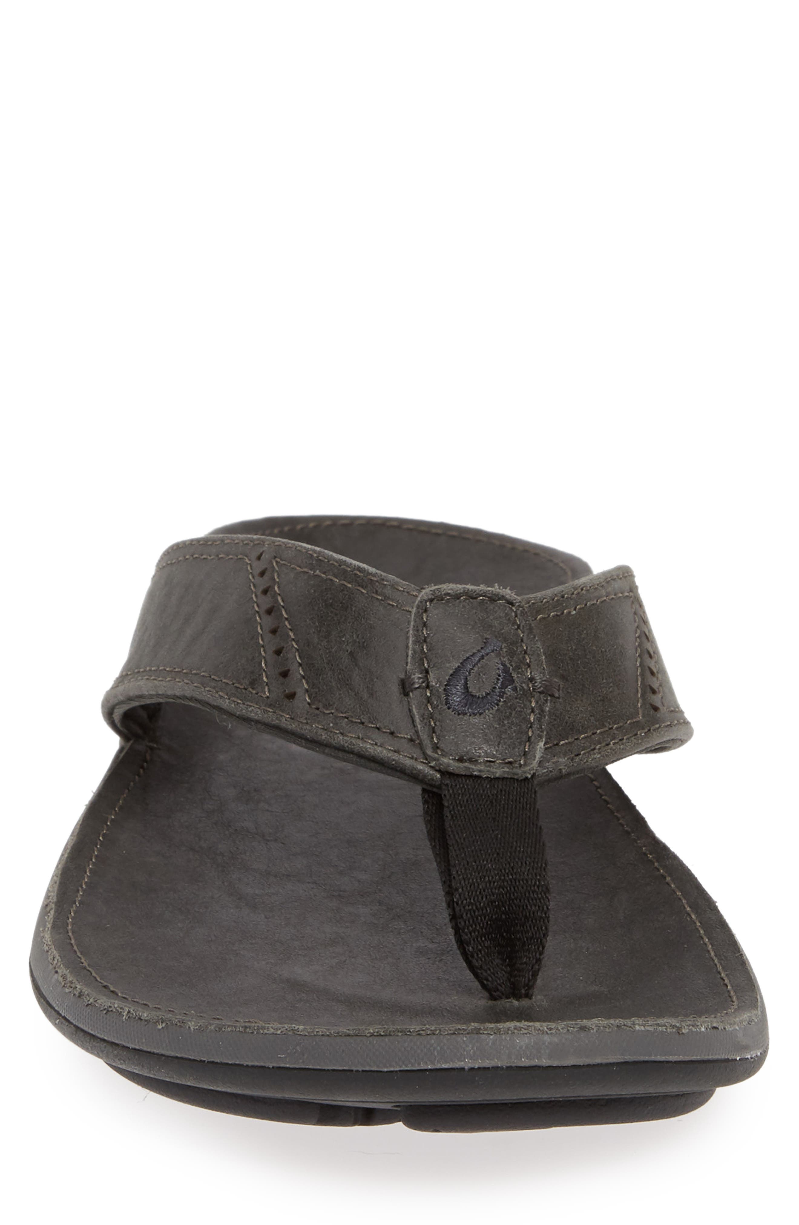 'Nui' Leather Flip Flop, Alternate, color, LAVA ROCK LEATHER